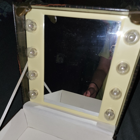 Light-Up Vintage Travel Cosmetic  Case - Faux Leather - Brown Reptile Print - Picture 6 of 16